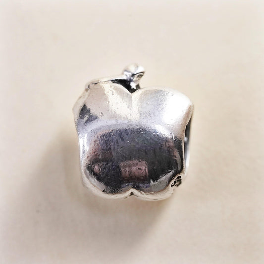 Vintage sterling silver Apple charm, 925 bead pendant
