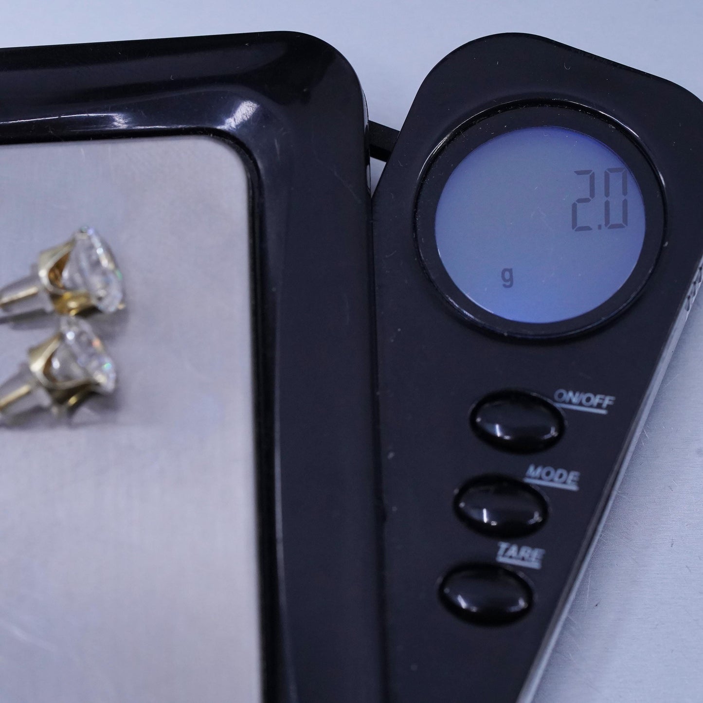8mm, Vintage Sterling 925 silver earrings, studs with cz inlay