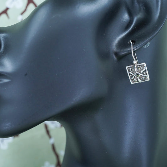 Vintage Sterling 925 silver handmade earrings with cluster marcasites