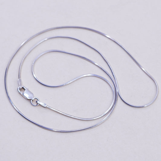18”, 1mm, Vintage sterling silver square snake chain, Italy 925 necklace