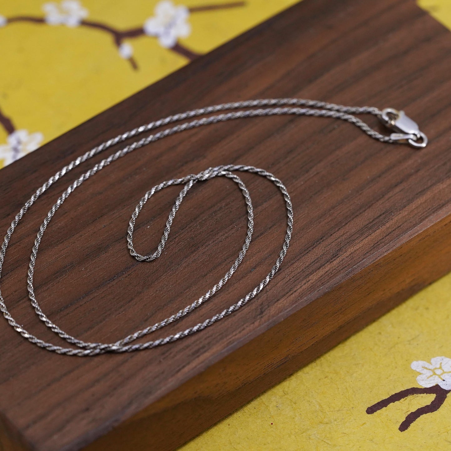 20" 1.6mm, vintage Sterling silver necklace, 925 Singapore rope chain