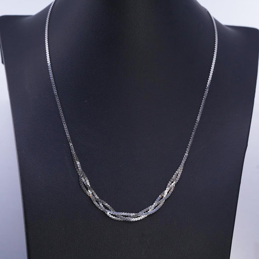 18" 2mm, vintage Sterling silver handmade chain, 925 S link woven necklace