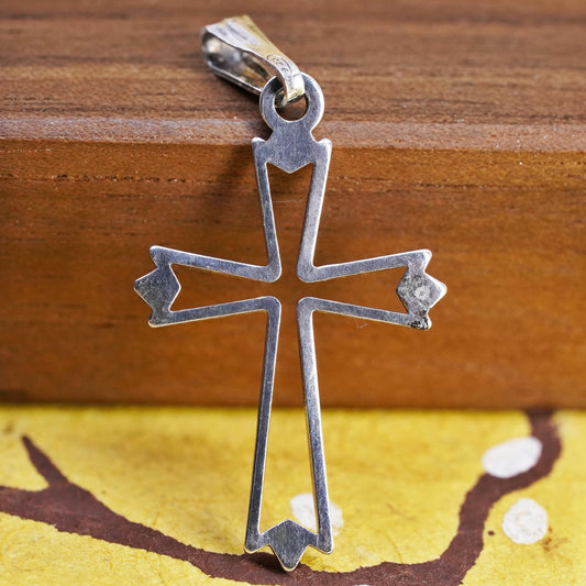 Vintage Sterling silver handmade cross pendant, 925 charm