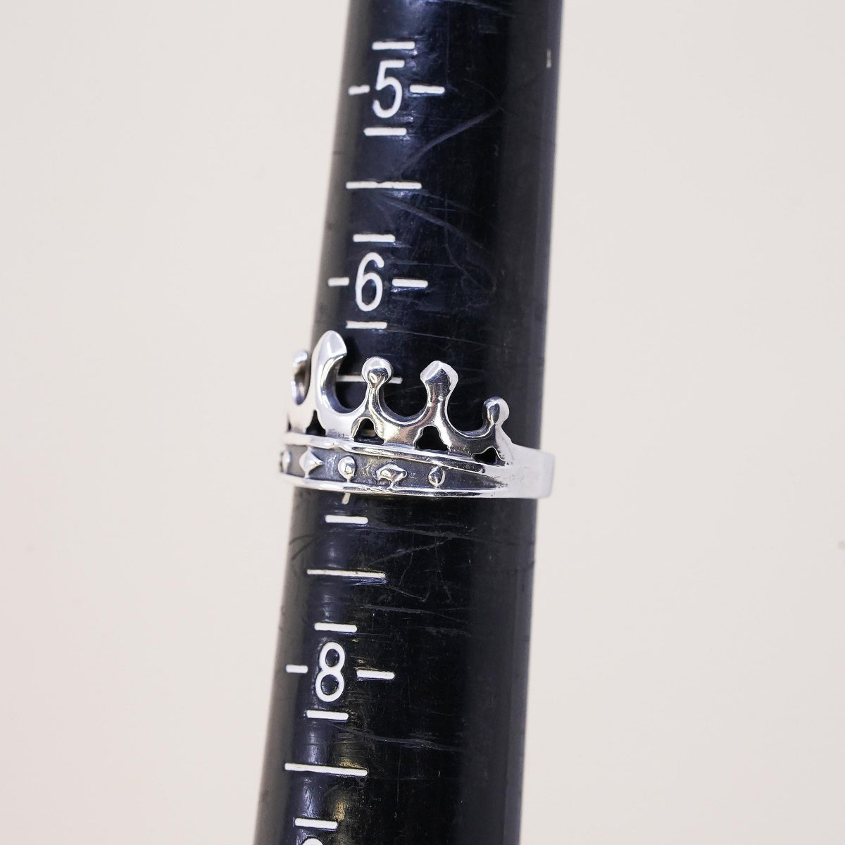 Size 6.75, Sterling Silver Royal Princess Tiara Band, Openwork Crown 925 Ring