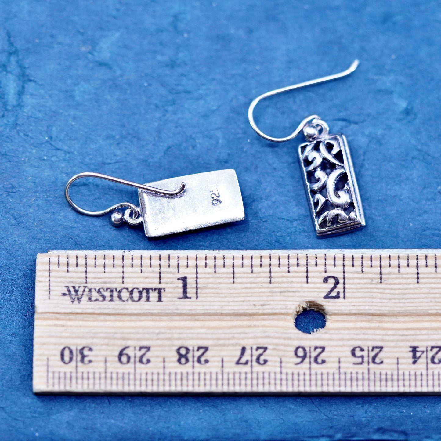 Vintage sterling silver handmade earrings, 925 filigree Bali beads drop
