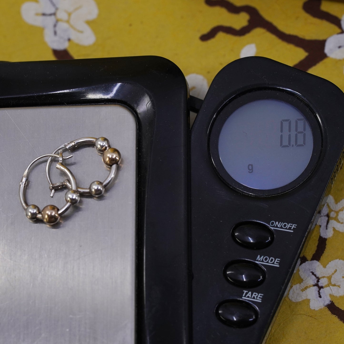 0.5”, Vintage Sterling 925 silver handmade earrings, 925 hoops with 14K bead