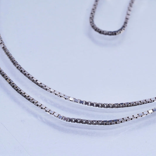 30" 1mm, vintage Italian Sterling 925 silver long box chain necklace