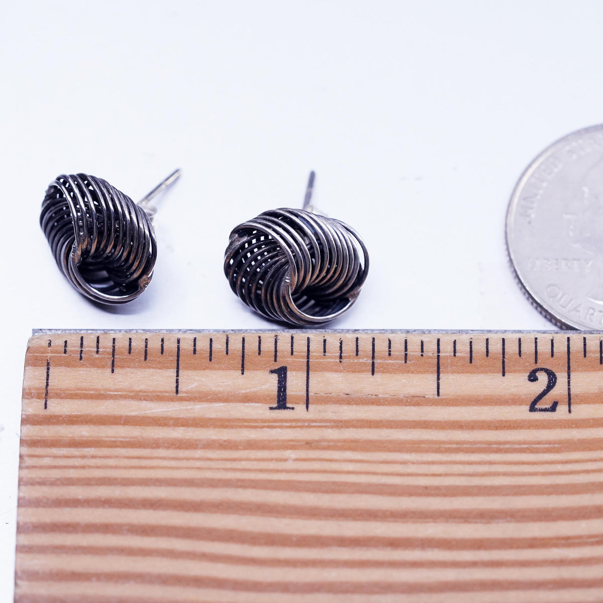 Vintage Sterling 925 silver earrings, wired entwined studs