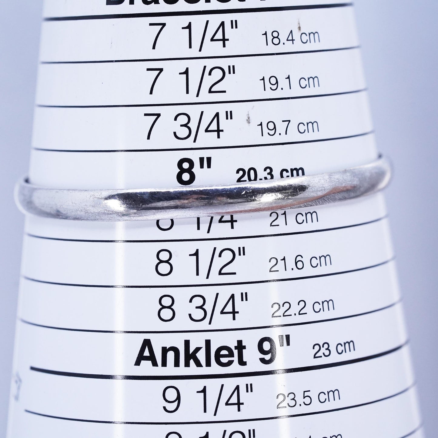8.25”, Vintage Mexican silver tone stackable bangle bracelet