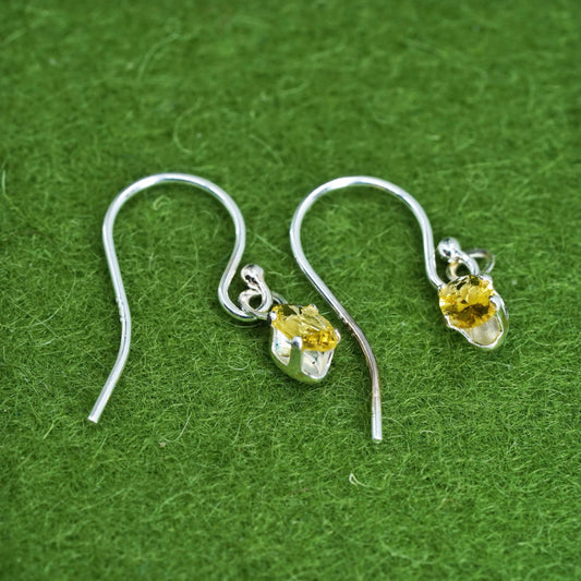 Vintage Sterling 925 silver handmade earrings with citrine