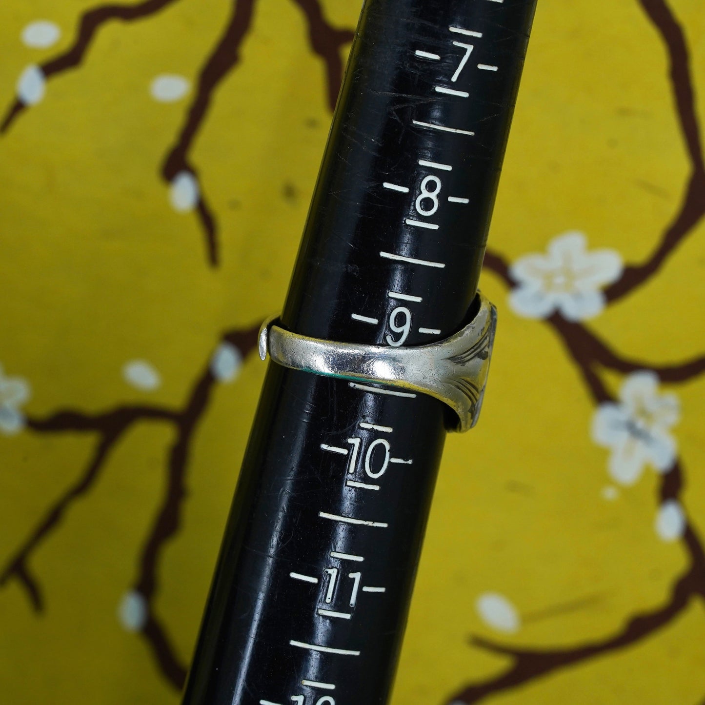Size 9, vintage Sterling 925 silver handmade ring blank monogram band