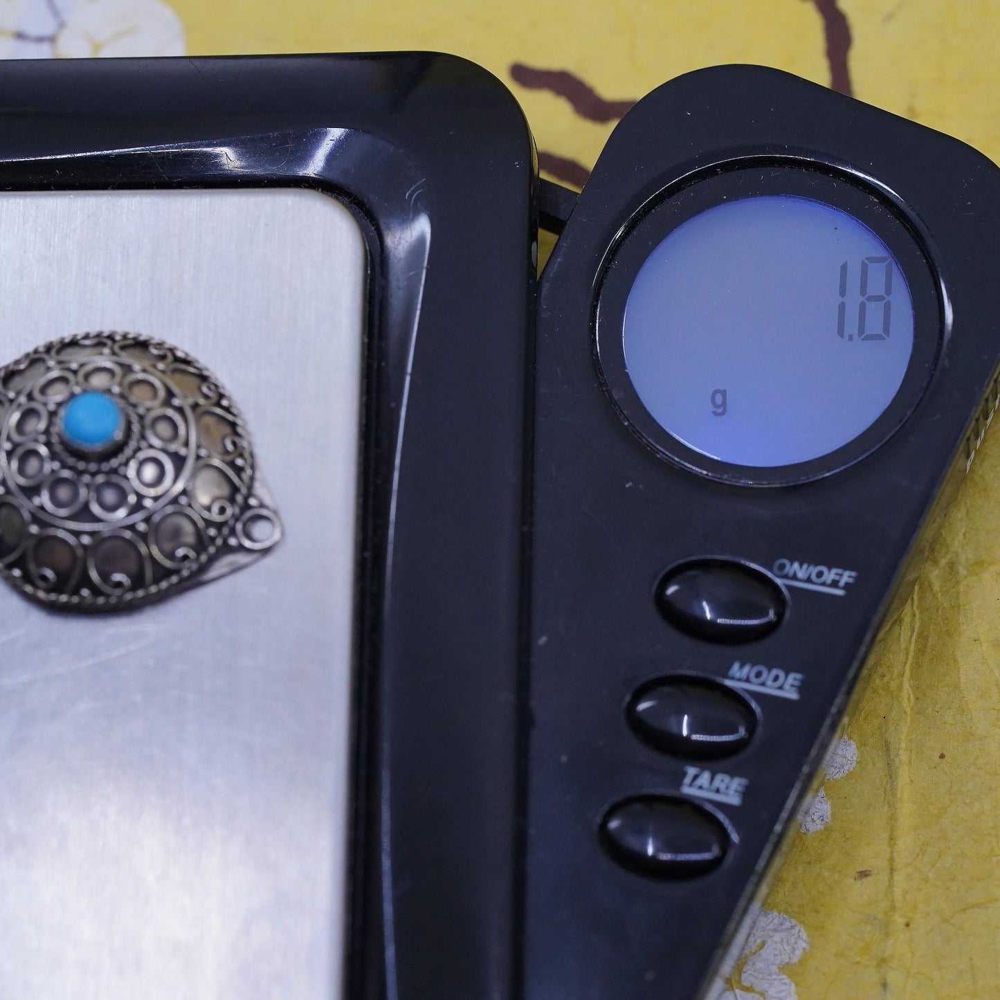Mexican Sterling Silver Turquoise Pendant, 925 Boho Charm, Oxidized Filigree
