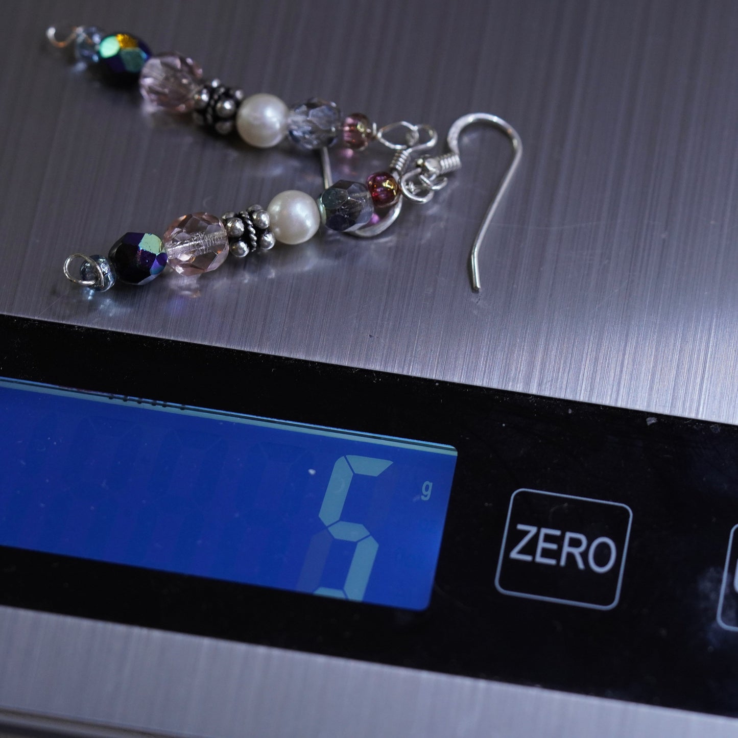 vintage Sterling 925 silver earrings with crystal and pearl