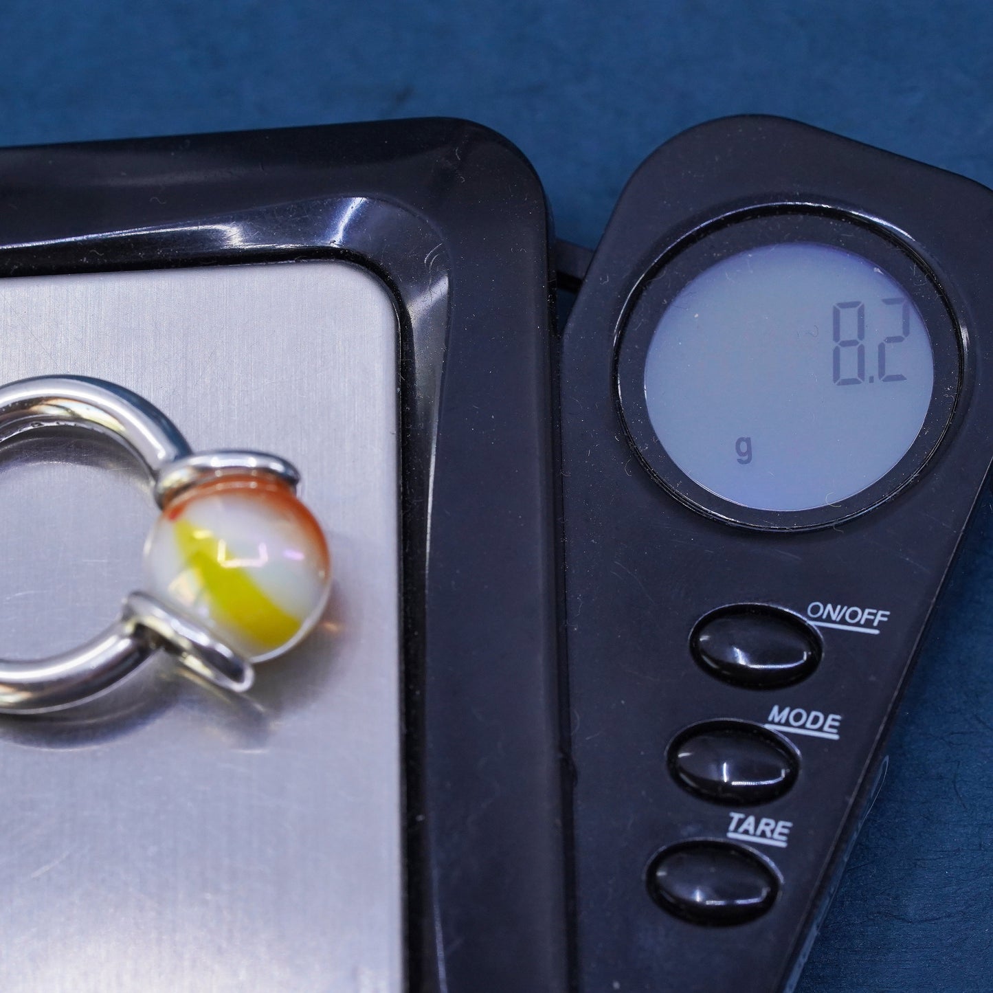 Size 6, vintage GAYM Sterling 925 silver interchangeable ring, marble ball