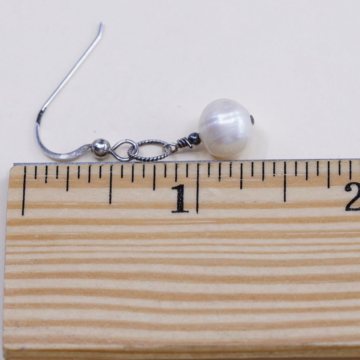 Vintage Sterling 925 silver handmade earrings with pearl drops