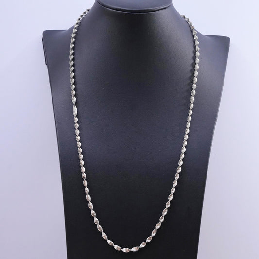 24", vintage Sterling silver handmade chain, 925 twisted herringbone necklace