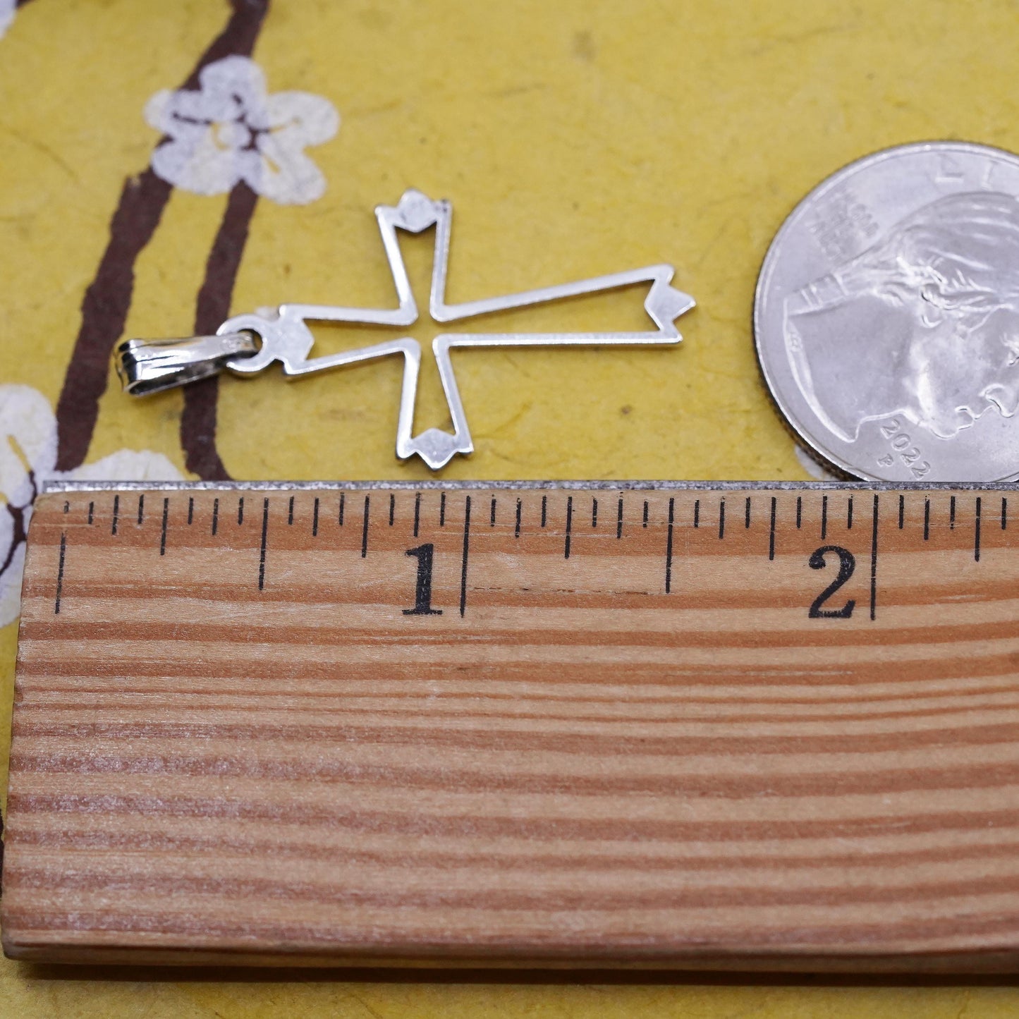 Vintage Sterling silver handmade cross pendant, 925 charm