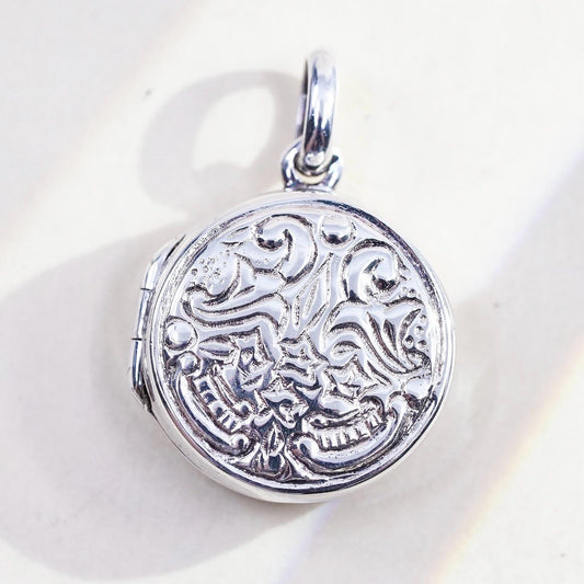 vintage Sterling silver handmade prayer box pendant, 925 photo locket charm