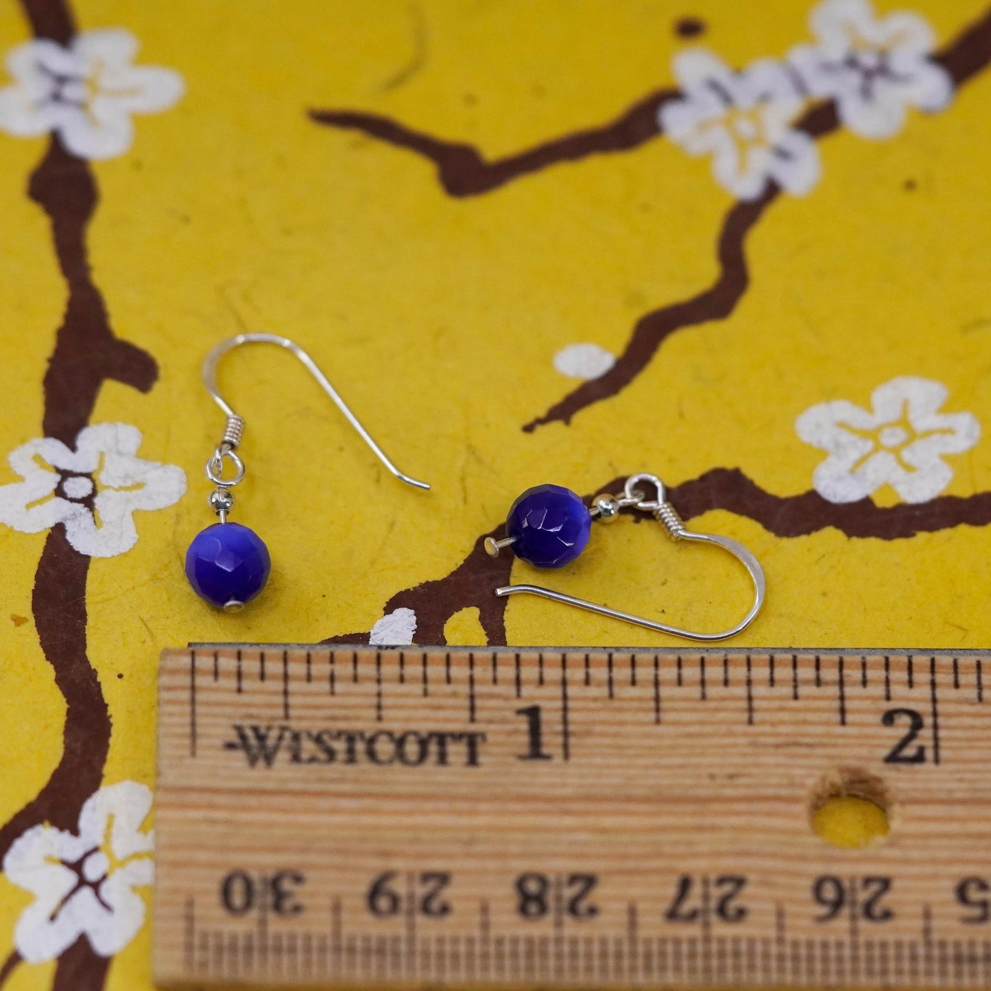 Vintage Sterling 925 silver handmade earrings with golden cat’s eye beads