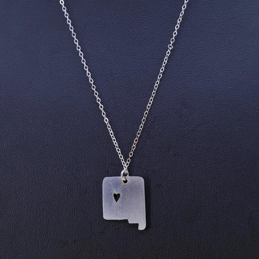 18", Sterling silver necklace, 925 flatten circle chain with tag heart pendant