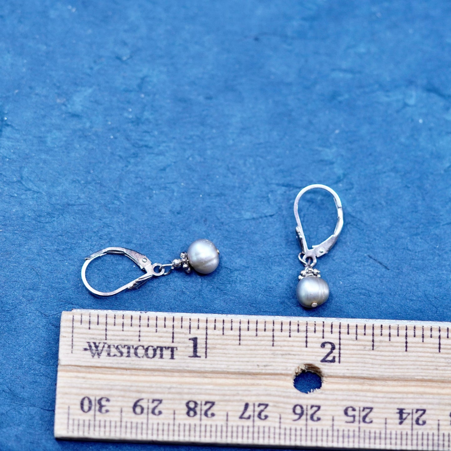 Vintage Sterling silver handmade earrings, 925 hooks with pearl