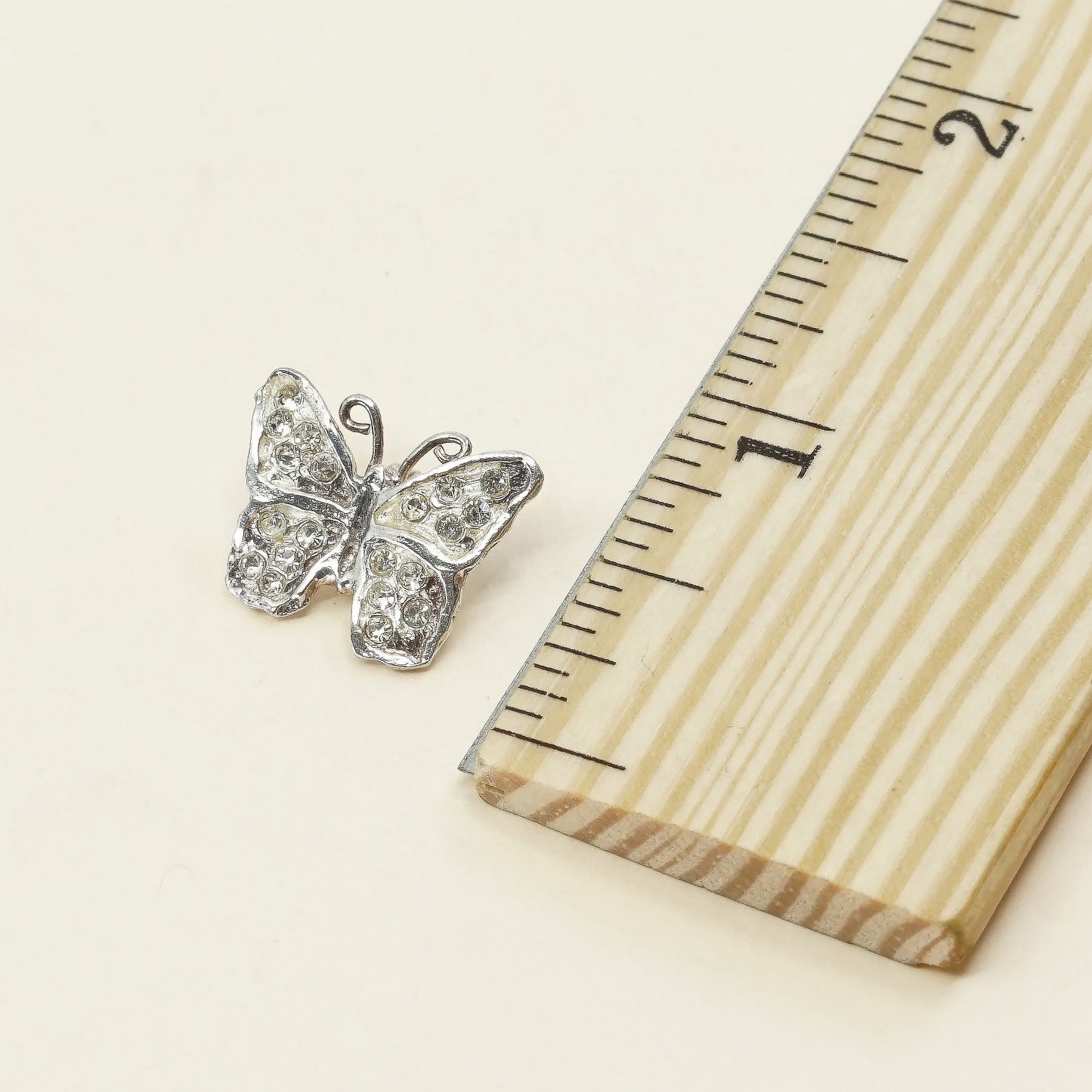 sterling silver butterfly pendant, solid 925 silver with crystal details
