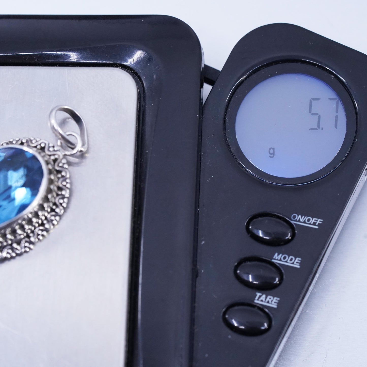 Sterling 925 Silver Blue Topaz Pendant, Oval Faceted Jewelry, Ornate Filigree