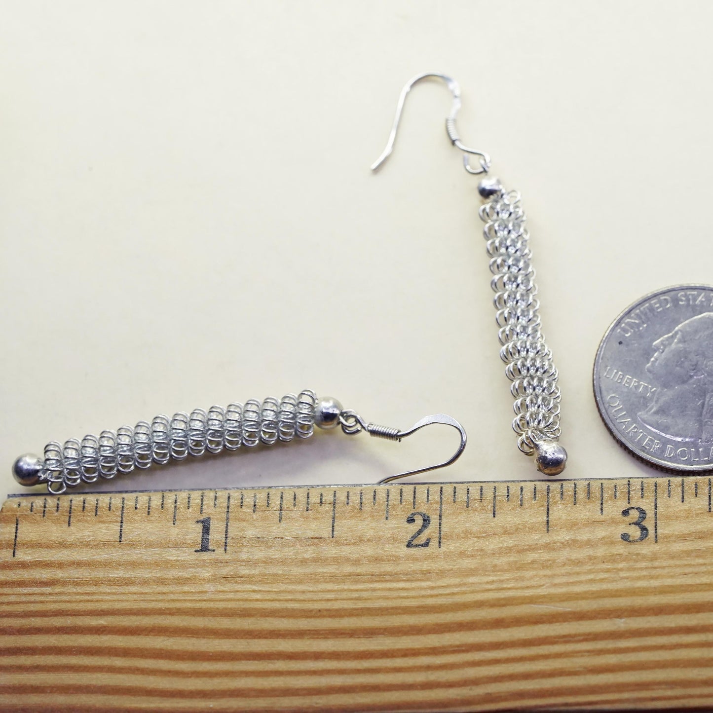 Vintage sterling silver earrings, 925 twisted dangles