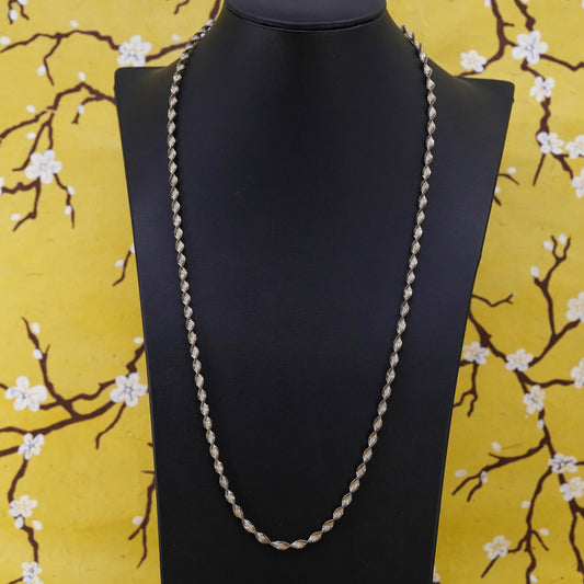24" vermeil yellow gold Sterling silver necklace, 925 twisted herringbone chain