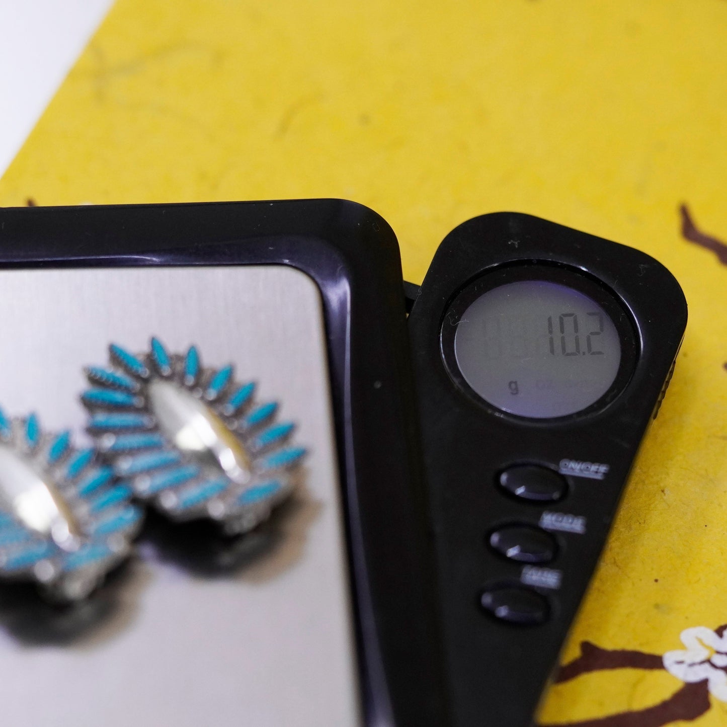 Native American Zuni Sterling 925 silver earrings, blast clip on with turquoise