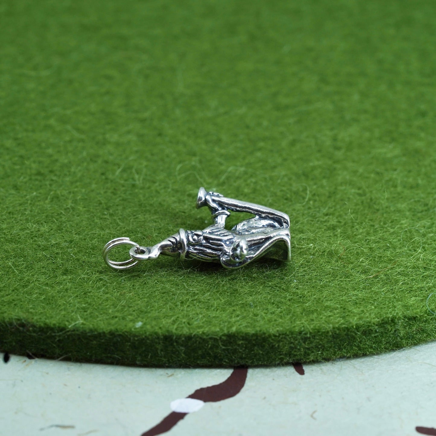 vintage Sterling silver handmade pendant, 925 witch charm