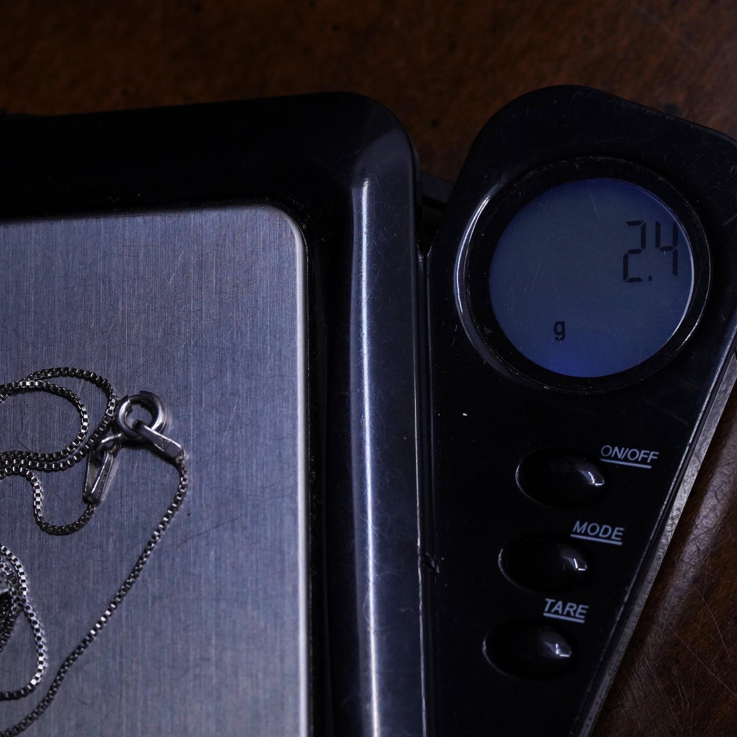 18”, vintage Sterling 925 silver box chain necklace with teardrop Onyx pendant