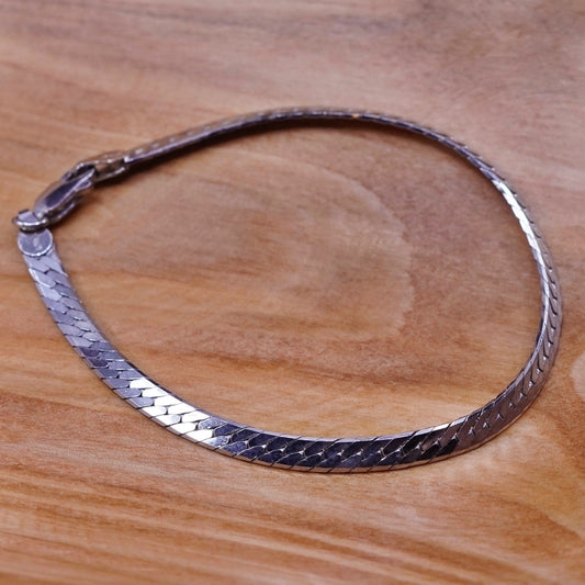 6.75”, 5mm, Vintage Sterling silver herringbone bracelet, Italy 925 chain