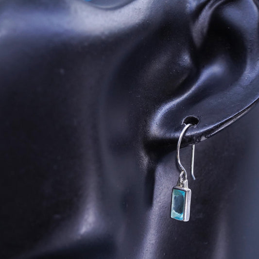 Vintage sterling 925 silver handmade earrings with blue Crystal