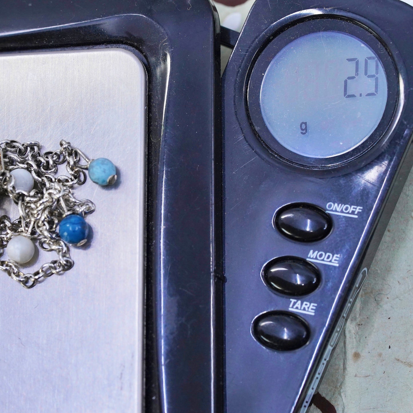 9.75”, sterling silver anklet bracelet, 925 circle shell charm sodalite beads