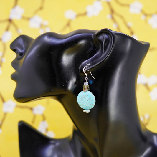 Vintage Sterling 925 silver handmade earrings with turquoise