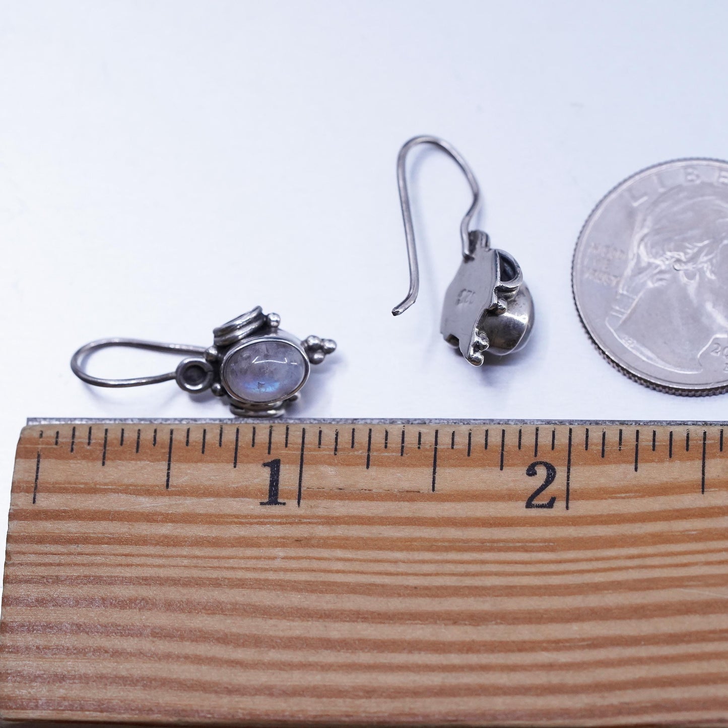 Vintage Sterling 925 silver handmade earrings with moonstone
