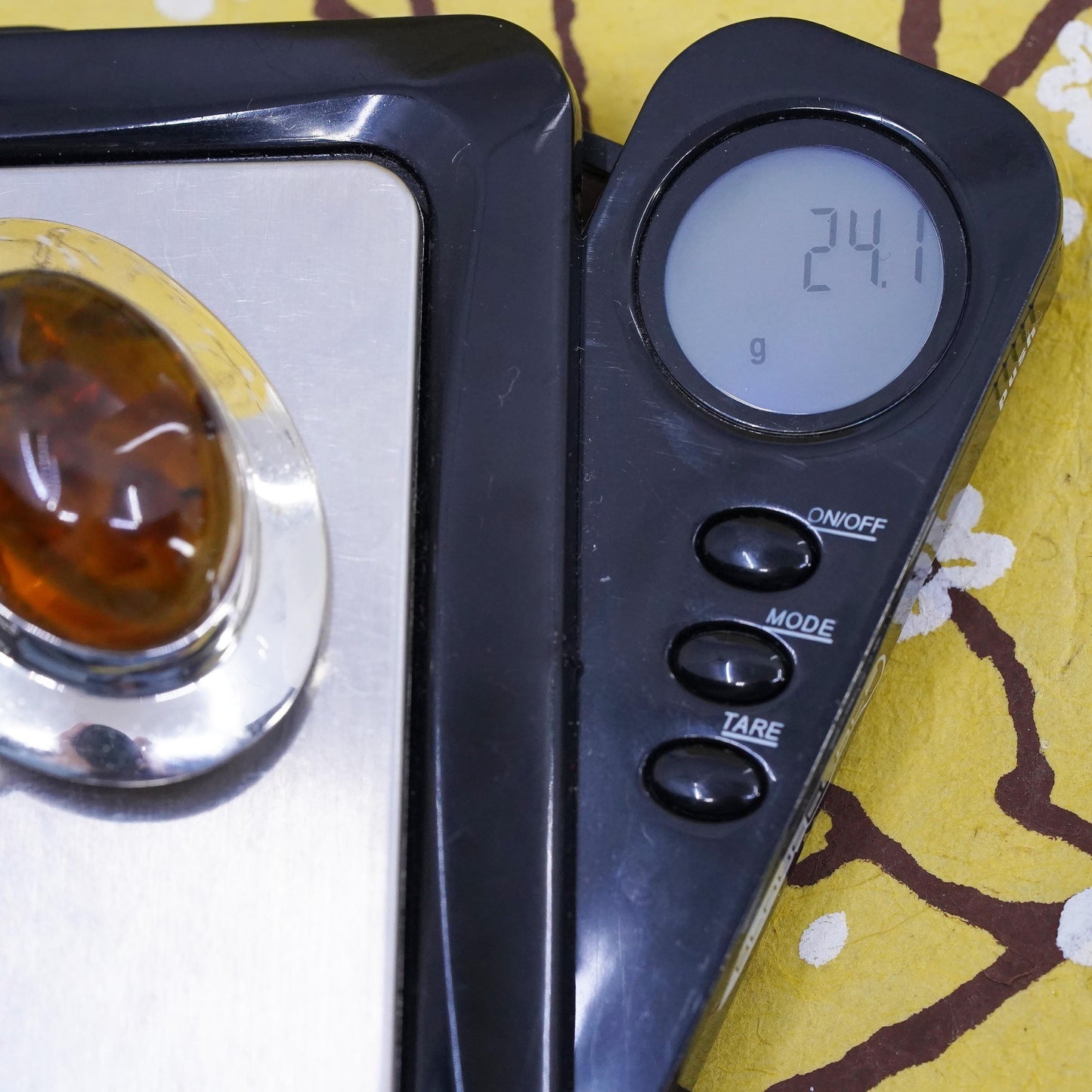 Vintage modern Sterling 925 silver handmade huge slide pendant amber pendant
