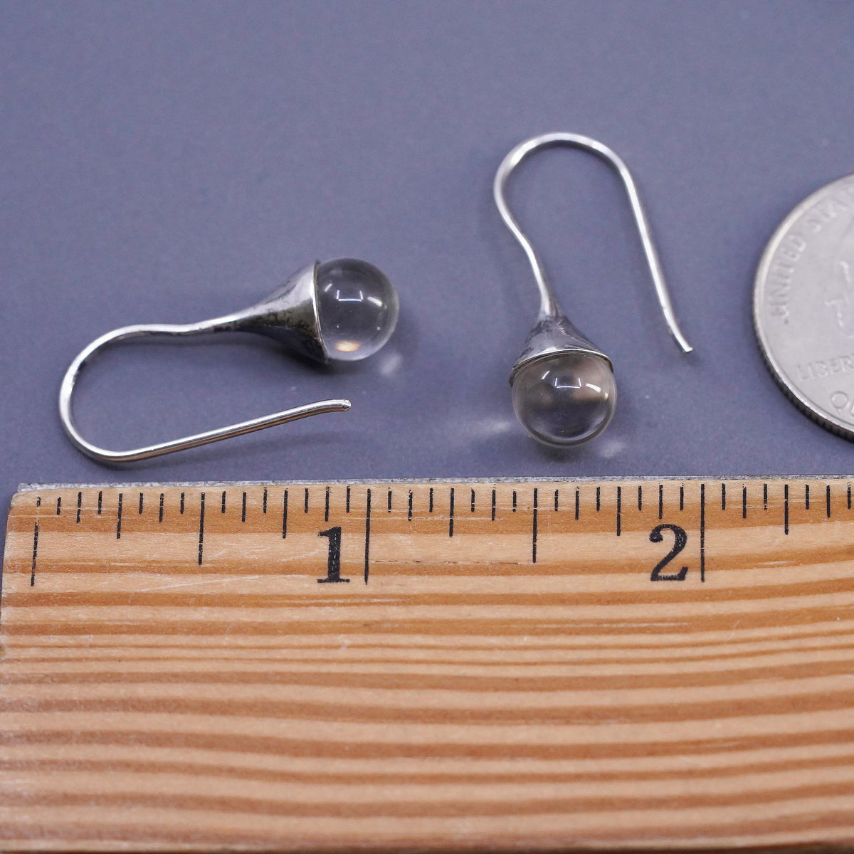 Vintage southwestern sterling 925 silver teardrop earrings with clear crystal