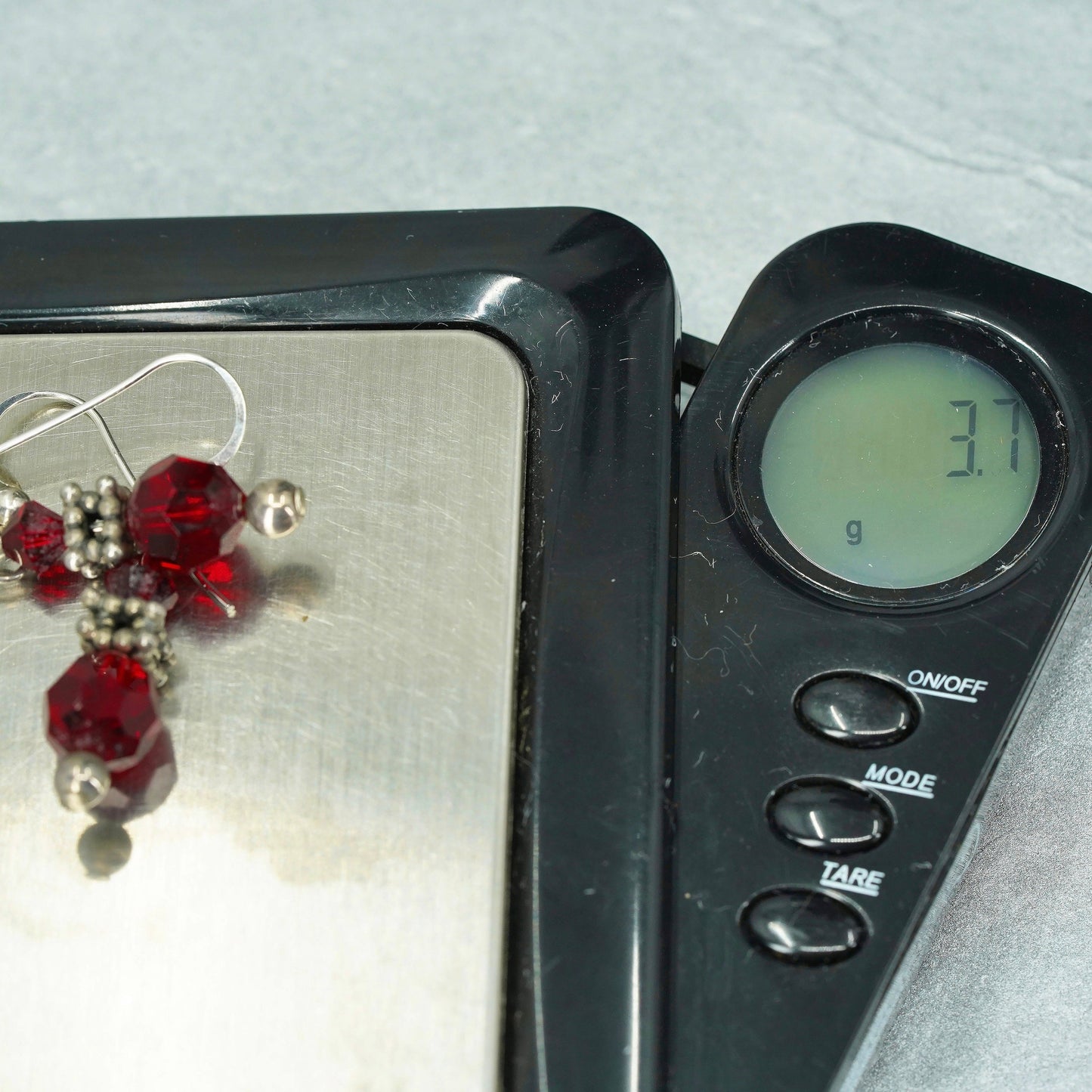 Vintage Sterling 925 silver earrings with red crystal
