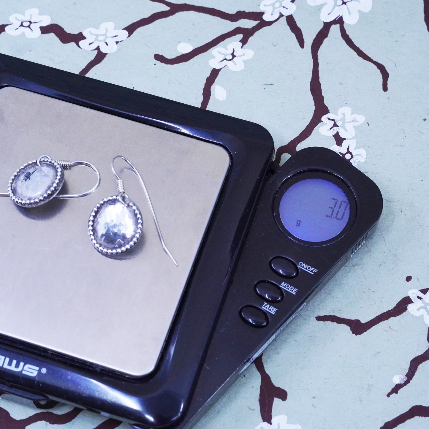 Vintage Hammered textured Disc Sterling 925 Silver Earrings