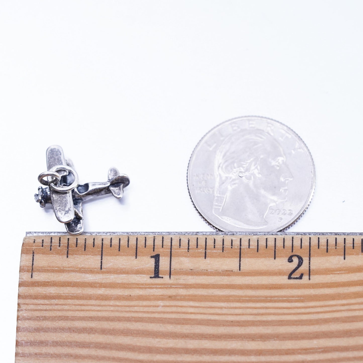 Sterling 925 Silver Airplane Charm Biplane Propeller Plane Pendant, Aviation