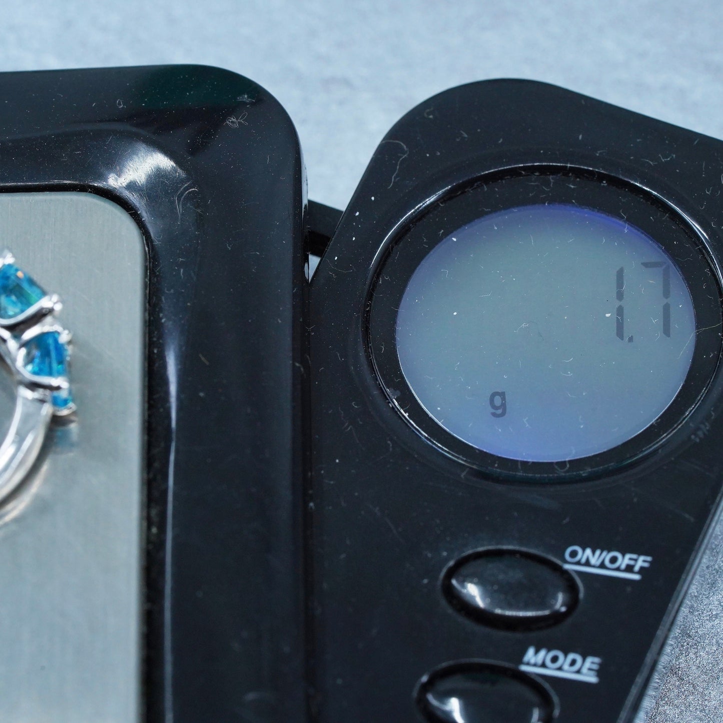Size 4, vintage Sterling 925 silver handmade ring with blue topaz