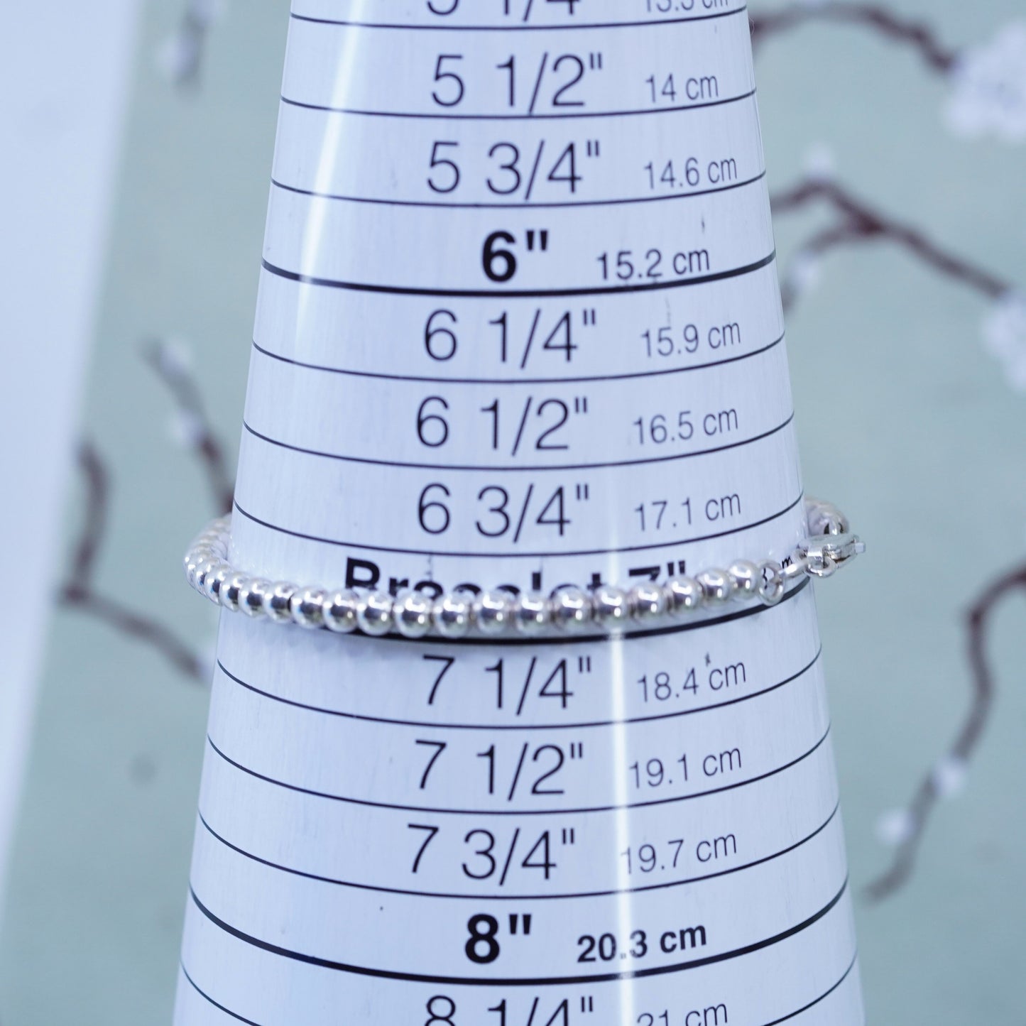 7” 3mm, vintage sterling silver handmade bracelet, 925 bead chain