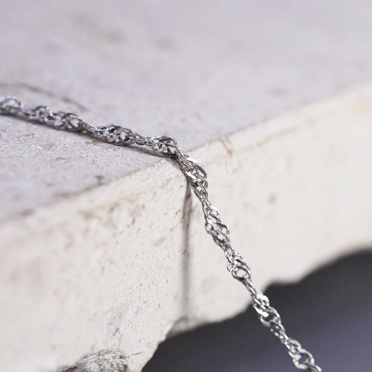 18" 1mm, vintage BGE Sterling silver twisted curb chain, 925 necklace