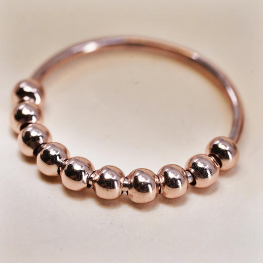 Size 6, vintage rose gold over sterling 925 silver handmade ring, bead band