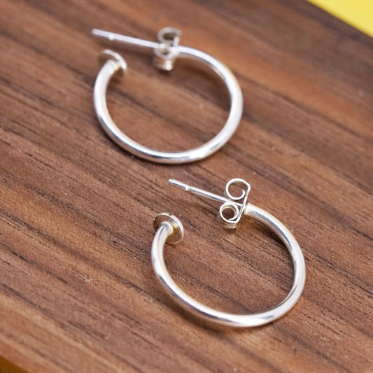 0.75”, Vintage Sterling silver handmade earrings, maxico 925 hoops