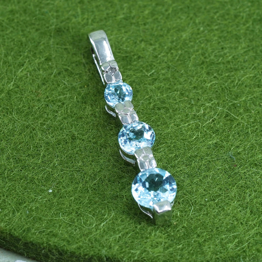 Vintage (020577) sterling silver cz crystal pendant, 925 silver pendant