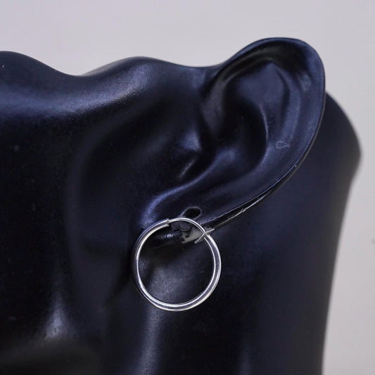 0.75", Vintage sterling silver loop earrings, fashion, fine 925 silver hoops