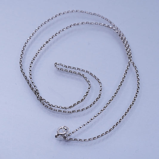 18” 1mm, vintage Sterling 925 silver circle chain necklace